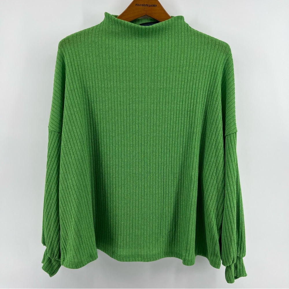 ModCloth mock neck drop shoulder robbed 1x  top green